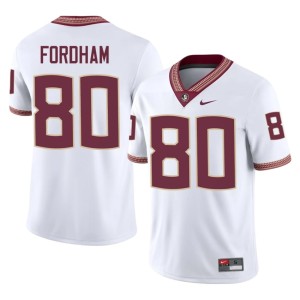 FSU Corbyn Fordham Men's NCAA #80 College Football White Jersey 118035-240