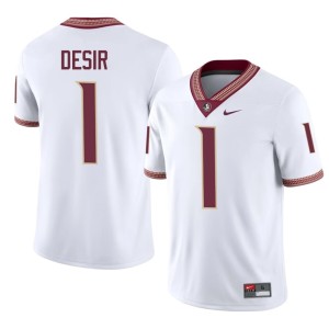 Florida State University Seminoles Embroidery #1 Darryll Desir White Men's College Football Jerseys 720416-134