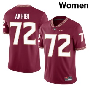 Florida State Noles Embroidery #72 Garnet Donald Akhibi College Football Women's Jerseys 810021-883