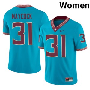 FSU Noles Turquoise College Football #31 Women Karon Maycock Stitched Jerseys 497017-360