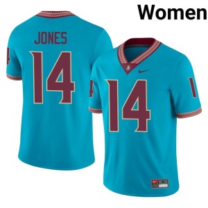 Florida State University Seminoles #14 College Football Turquoise Women NCAA Ma'Khi Jones Jersey 419048-825