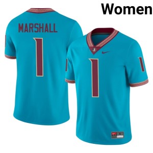 Florida State Noles Turquoise Malachi Marshall Alumni College Football Womens #1 Jersey 397288-570