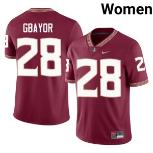 Florida State University Seminoles College Football 2026 #28 Women Mikai Gbayor Garnet Jersey 772376-103