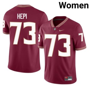 Florida State University Seminoles Replica #73 Nikau Hepi College Football Women Garnet Jersey 443939-554