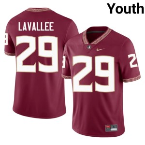 Florida State University Seminoles Youth Caleb LaVallee Official #29 Garnet College Football Jerseys 376289-180