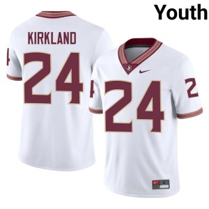 Noles #24 College Football Youth High School K.J. Kirkland White Jerseys 409239-529