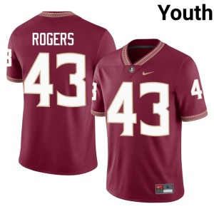 Noles Limited #43 Garnet Trent Rogers College Football Youth Jersey 674746-733