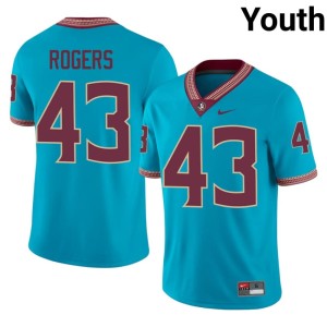 Florida State NCAA #43 College Football Trent Rogers Turquoise Youth Jerseys 327183-839