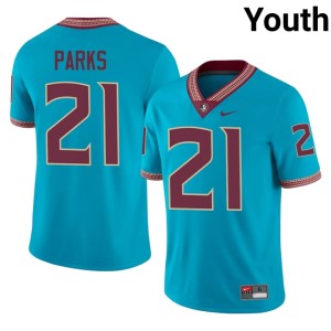 Seminoles #21 Youth Zay Parks Turquoise Game College Football Jerseys 371922-206