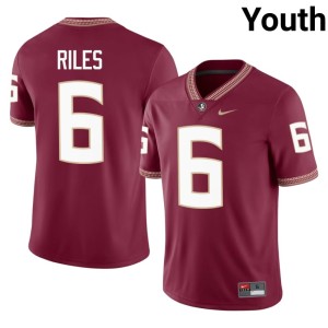 Florida State University Seminoles Garnet Youth Stitched #6 Desirrio Riles College Football Jerseys 593285-355