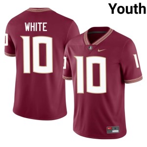 FSU Noles #10 EJ White Embroidery College Football Youth Garnet Jersey 335530-658