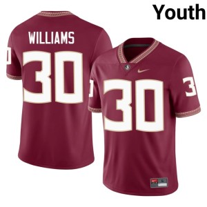 FSU Seminoles #30 Alumni Youth Izayia Williams College Football Garnet Jerseys 385419-748