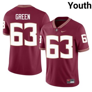 FSU Seminoles College Football Replica Garnet Youth Jakobe Green #63 Jersey 581796-808