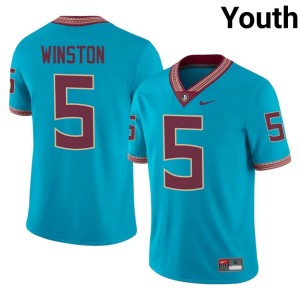 FSU Noles Jameis Winston College Football High School Turquoise Youth #5 Jerseys 691749-458
