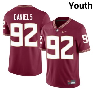 Florida State Judah Daniels Garnet College Football Stitched #92 Youth Jersey 426251-924