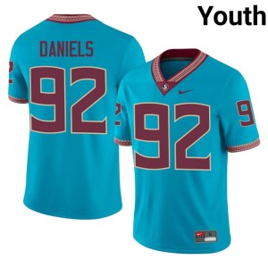 Florida State Noles College Football Youth Player #92 Judah Daniels Turquoise Jerseys 499991-231