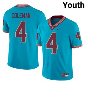 FSU Noles College Football Youth Limited #4 Keon Coleman Turquoise Jerseys 913196-210