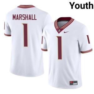 Florida State Noles #1 College Football 2026 White Youth Malachi Marshall Jersey 300002-494